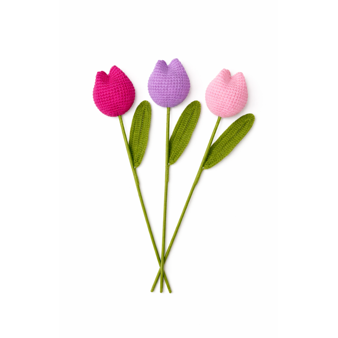 TULIPÁN DECORATIVO TEJIDO A CROCHET – FLOR ARTESANAL DE ALGODÓN MERCERIZADO