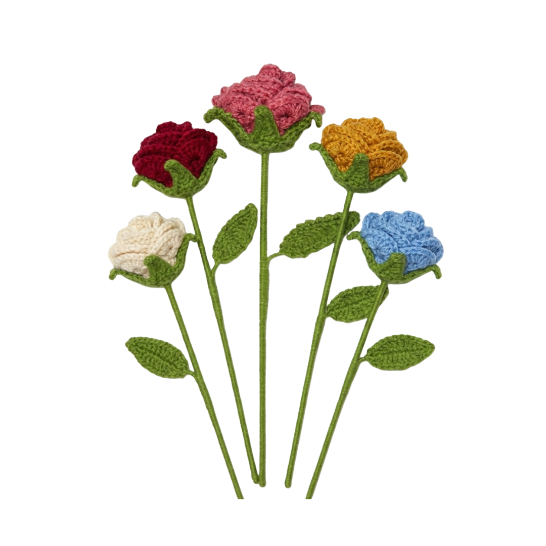 ROSA DECORATIVA TEJIDA A CROCHET – FLOR ARTESANAL DE ALGODÓN MERCERIZADO